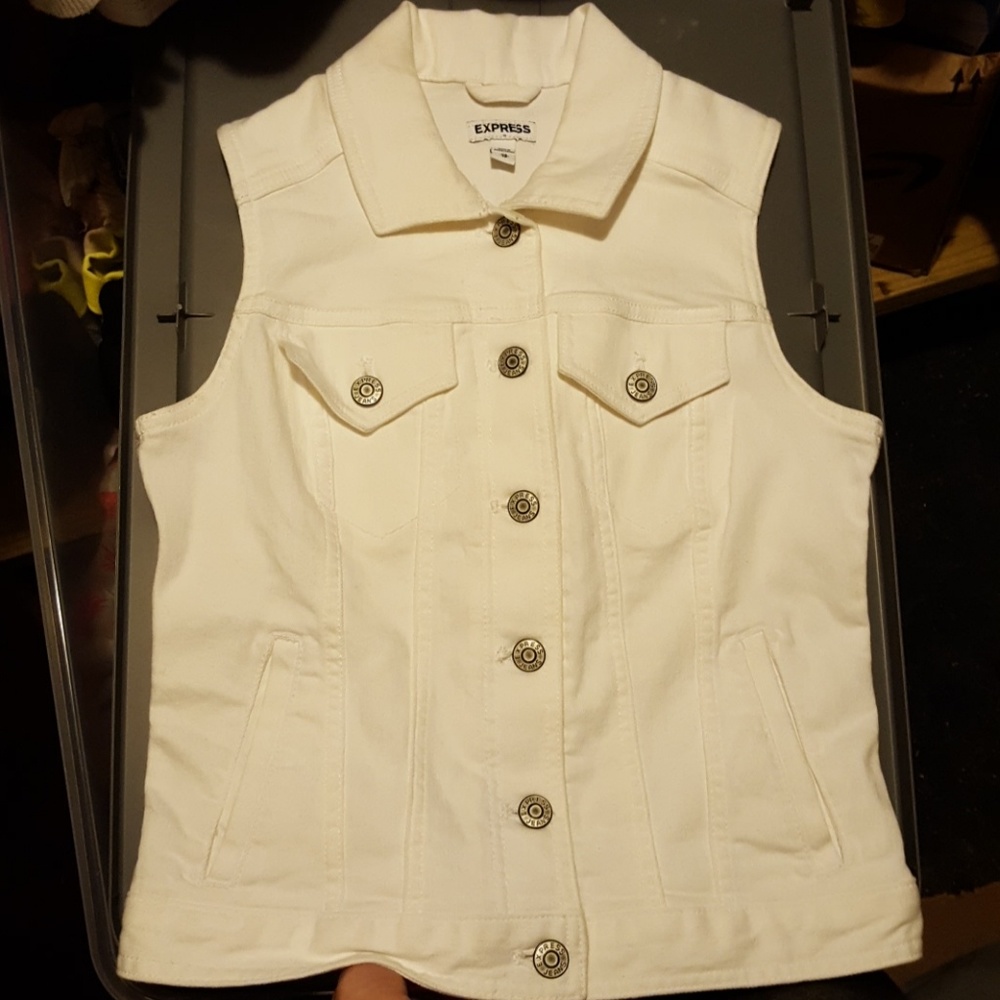 EXPRESS White Denim Vest